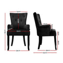 Artiss Dining Chairs French Provincial Chair Velvet Fabric Timber Retro Black - Coll Online