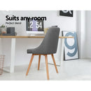 Artiss 2x Replica Dining Chairs Beech Wooden Timber Chair Kitchen Fabric Grey - Coll Online