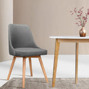 Artiss 2x Replica Dining Chairs Beech Wooden Timber Chair Kitchen Fabric Grey - Coll Online