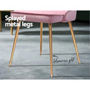 Artiss Dining Chairs Retro Chair Cafe Kitchen Modern Iron Legs Velvet Pink x2 - Coll Online