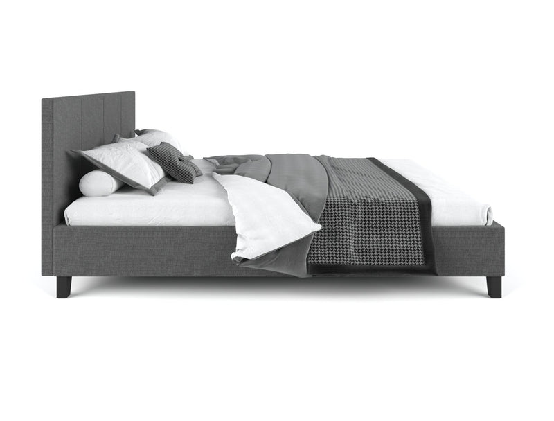 Pale Fabric Bed Frame - Charcoal Double