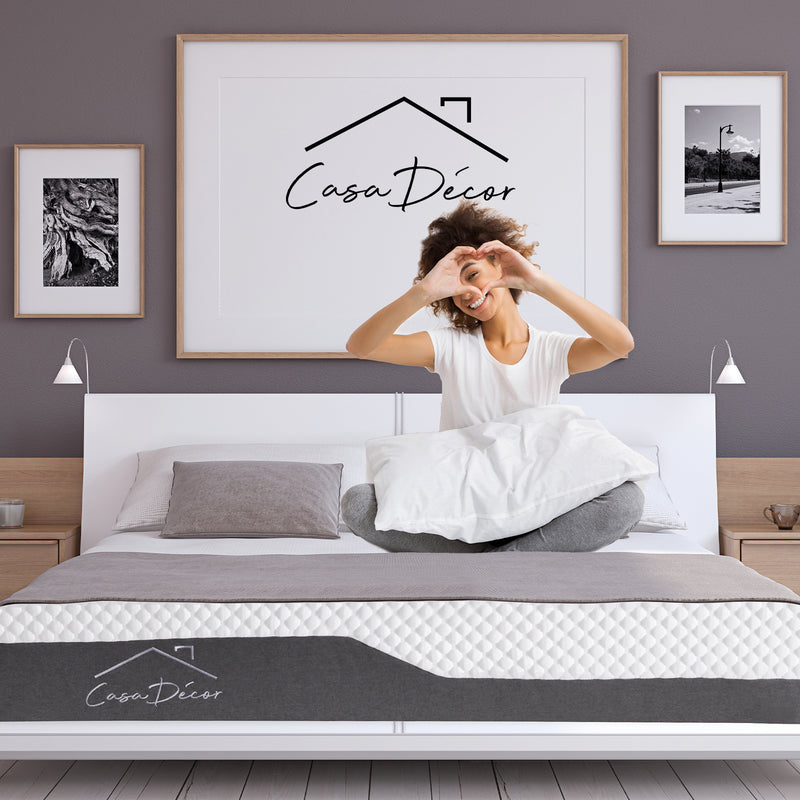 Casa Decor Memory Foam Luxe Hybrid Mattress Cool Gel 25cm Depth Medium Firm - King Single - White  Charcoal Grey