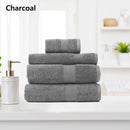 Royal Comfort 4 Piece Cotton Bamboo Towel Set 450GSM Luxurious Absorbent Plush  Charcoal