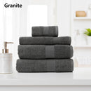 Royal Comfort 4 Piece Cotton Bamboo Towel Set 450GSM Luxurious Absorbent Plush  Granite