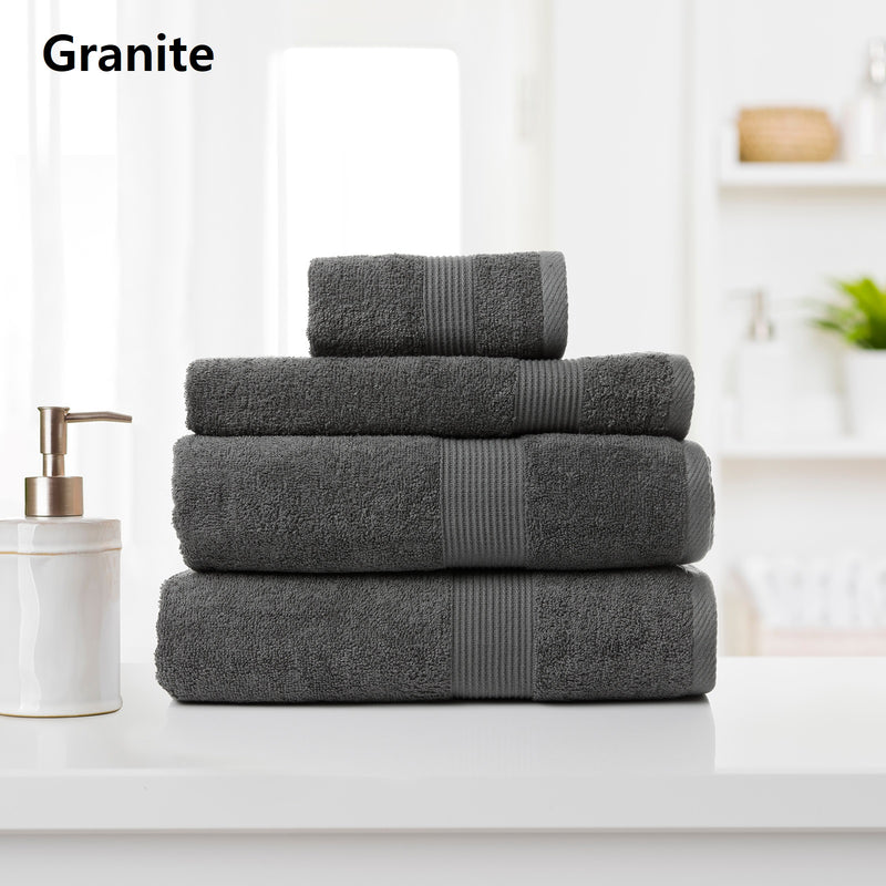 Royal Comfort 4 Piece Cotton Bamboo Towel Set 450GSM Luxurious Absorbent Plush  Granite