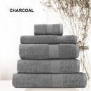 Royal Comfort 5 Piece Cotton Bamboo Towel Set 450GSM Luxurious Absorbent Plush  Charcoal