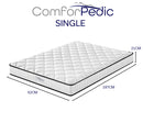 Comforpedic Mattress 5 Zone Medium Support Foam Bonnell Spring 21CM - Single - White  Black