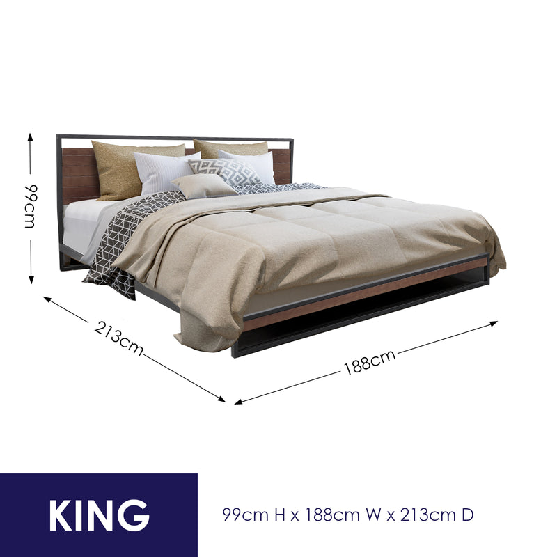 Azure Wood Bed Frame With Comforpedic Mattress Package Deal Bedroom Set - King - White  Brown