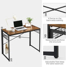 Computer Desk with 8 Hooks Rustic Brown and Black