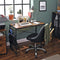 Computer Desk with 8 Hooks Rustic Brown and Black