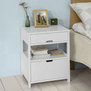 White Bedside Table with 2 Drawers