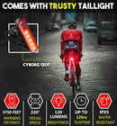 Waterproof Rechargeable LED Bike Lights Set (2000mah Lithium Battery, IPX4, 2 USB Cables)