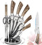 Kitchen Knife Block Set 8 Stainless Steel Knives with Wooden Color Handle (Wood color)