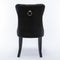 2x Velvet Dining Chairs Upholstered Tufted Kithcen Chair with Solid Wood Legs Stud Trim and Ring-Black