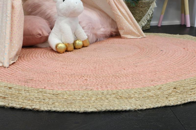 Hampton Pink Centre Jute Round Rug 150x150cm Round