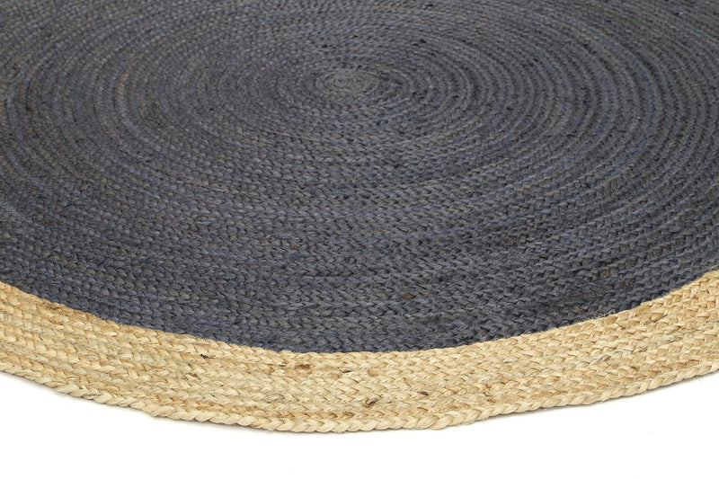 Hampton Grey Centre Jute Rug 200x200cm Round