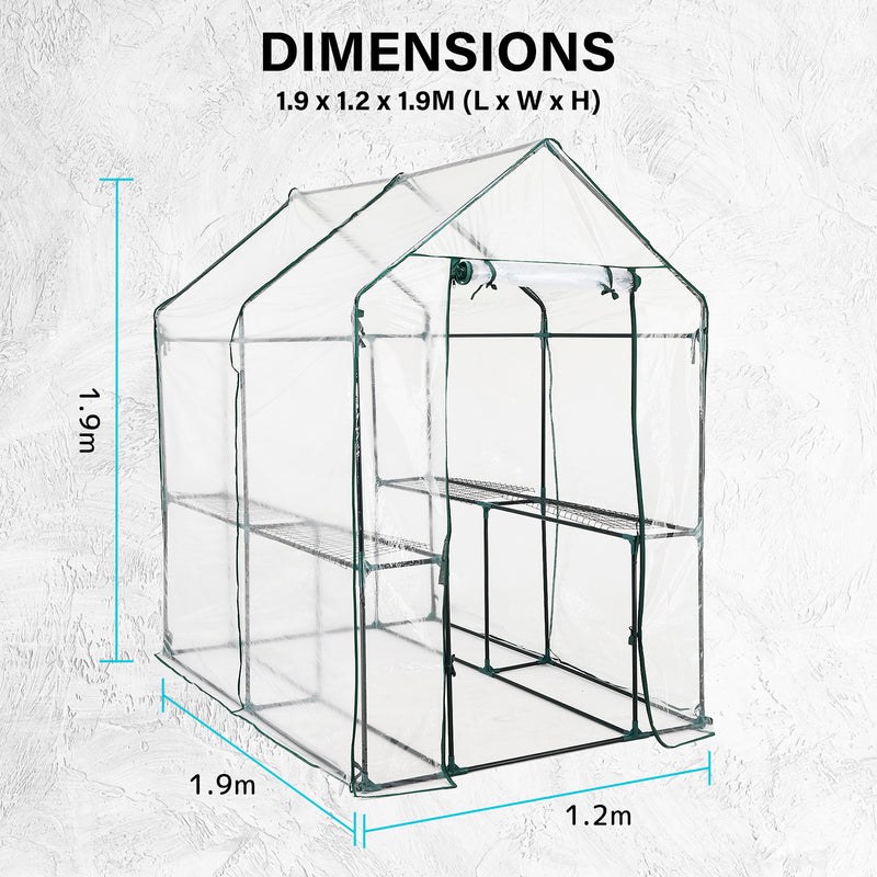 Home Ready Apex 1.9x1.2x1.9M Garden Greenhouse Walk-In Shed PVC