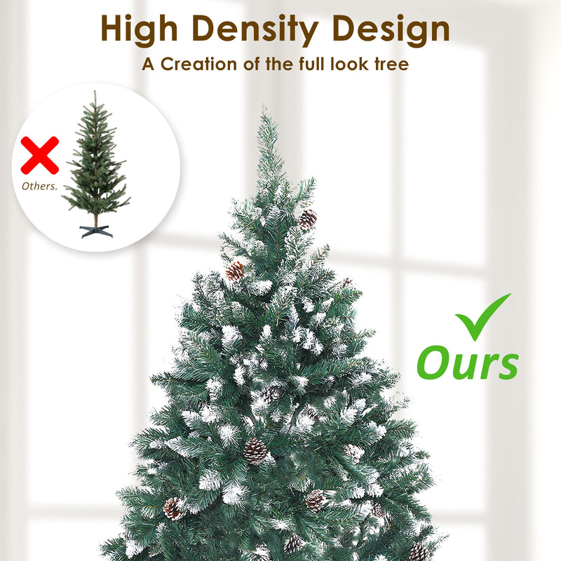 Home Ready 4Ft 120cm 390 tips Green Snowy Christmas Tree Xmas Pine Cones