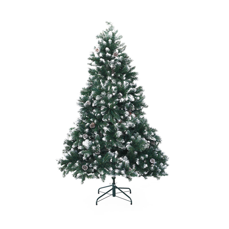 Home Ready 5Ft 150cm 720 tips Green Snowy Christmas Tree Xmas Pine Cones