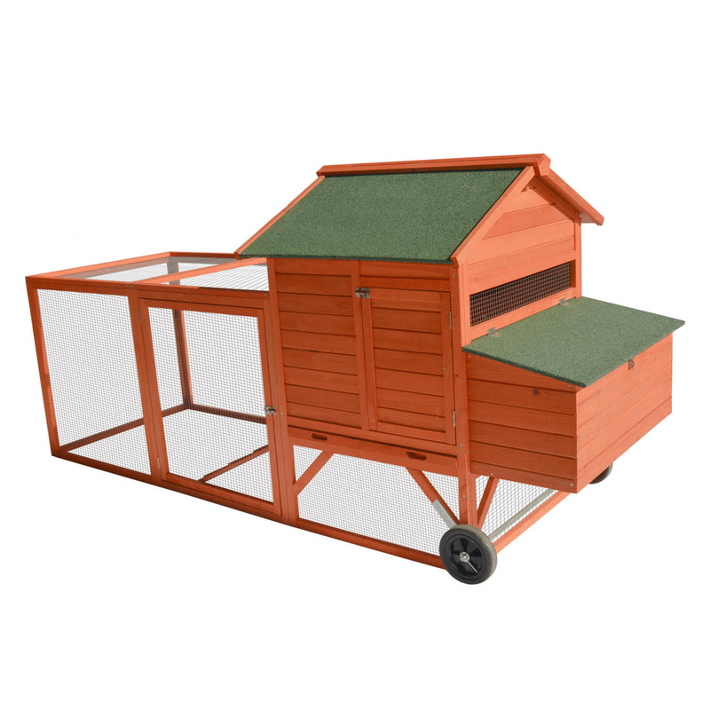 248 cm XL Chicken Coop Rabbit Hutch Ferret Hen Guinea Pig House With Wheels