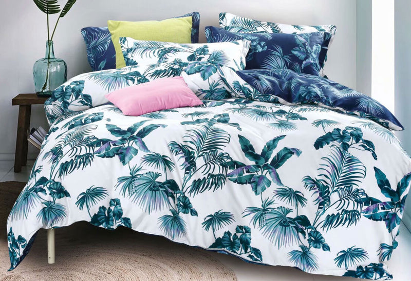Queen Size 3pcs Tropical Plant Quilt Cover Set - Coll Online