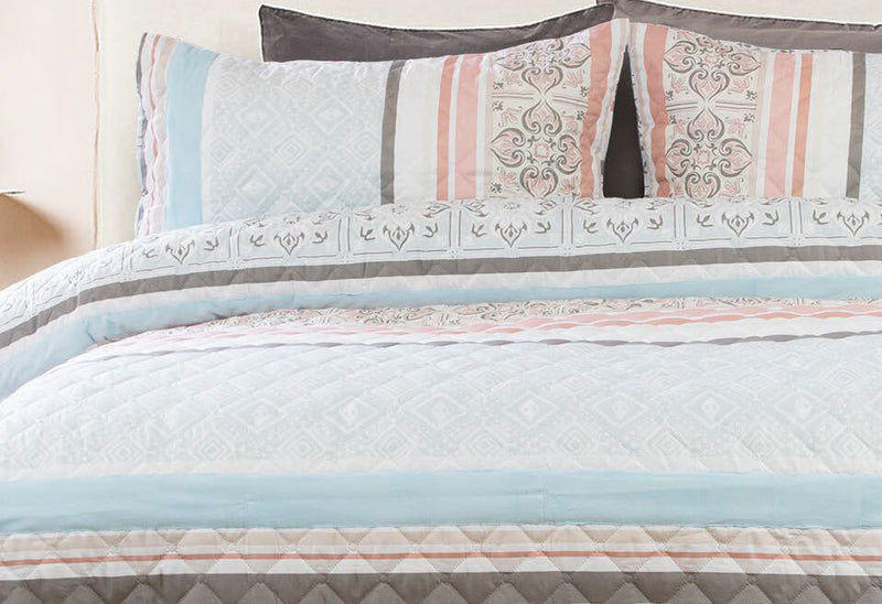 King Size 3pcs Paros Velvet Panel Embossed Quilt Cover Set - Coll Online