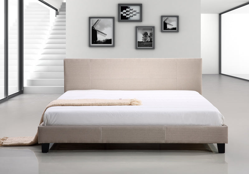 King Linen Fabric Bed Frame Beige