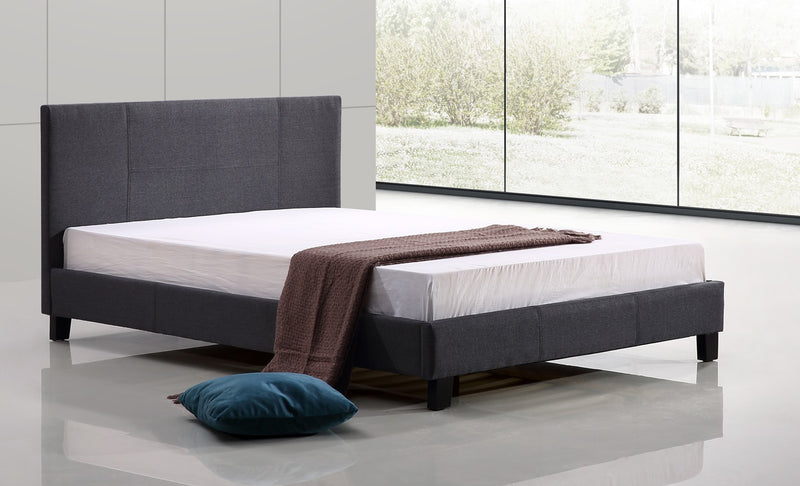 Double Linen Fabric Bed Frame Grey