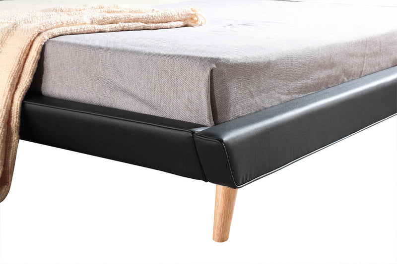 King PU Leather Deluxe Bed Frame Black