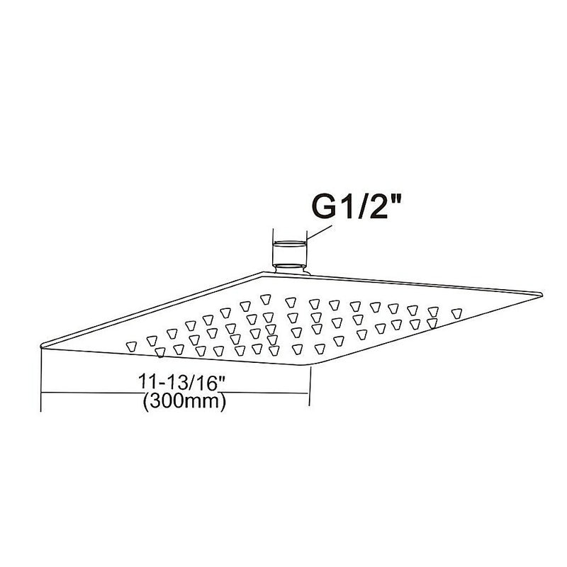 300mm Shower Head Square 304SS Polished Chrome Finish