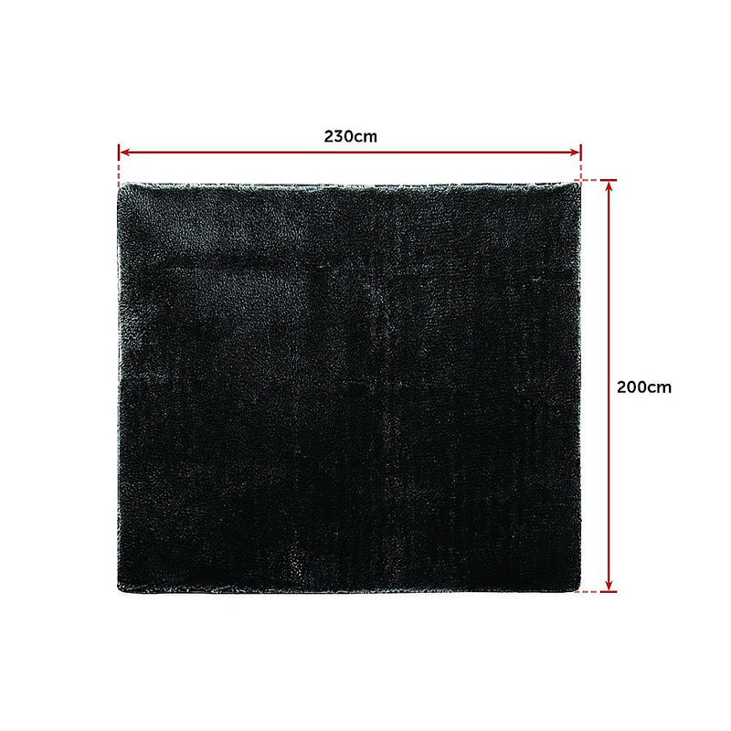 230x200cm Floor Rugs Large Shaggy Rug Area Carpet Bedroom Living Room Mat - Black