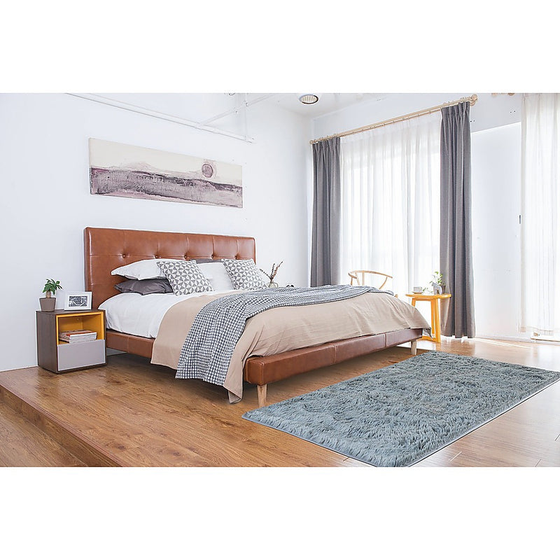 230x160cm Floor Rugs Large Shaggy Rug Area Carpet Bedroom Living Room Mat - Grey