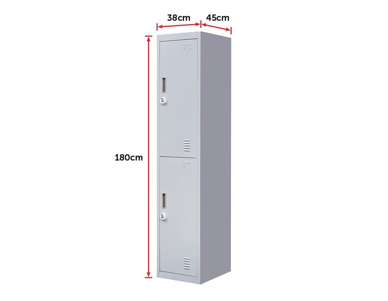 3-Digit Combination Lock 2-Door Vertical Locker for Office Gym Shed School Home Storage Grey