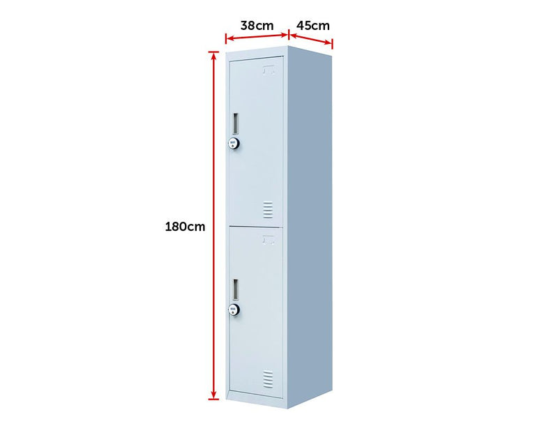 4-Digit Combination Lock 2-Door Vertical Locker for Office Gym Shed School Home Storage Grey