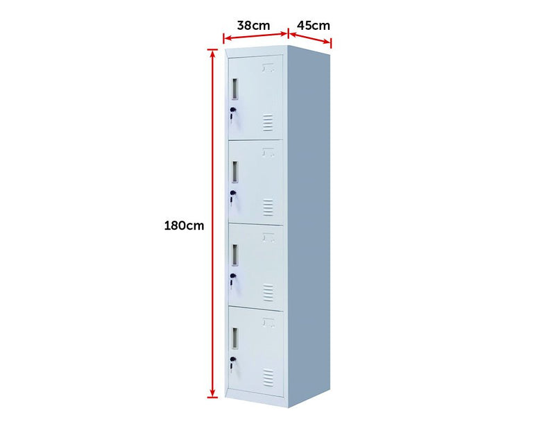 Standard Lock 4 Door Locker for Office Gym Grey