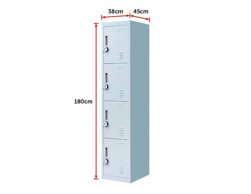 4-Digit Combination Lock 4 Door Locker for Office Gym Grey