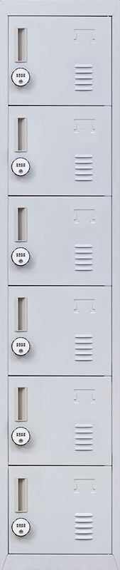 4-Digit Combination Lock 6-Door Locker for Office Gym Shed School Home Storage Grey