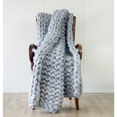 Hand Knitted Chunky Blanket Thick Acrylic Yarn Blanket Home Decor Throw Rug - Grey