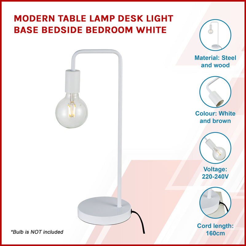 Modern Table lamp Desk Light Base Bedside Bedroom White