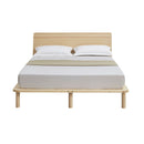 Natural Solid Wood Bed Frame Bed Base with Headboard Double