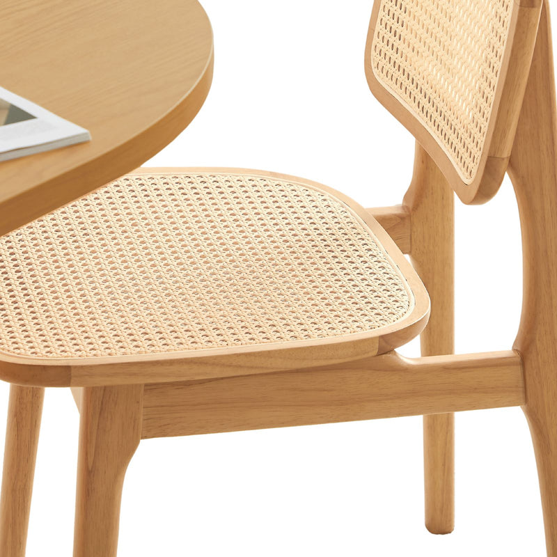 Luna Wooden Rattan Dining Chair Set of 2