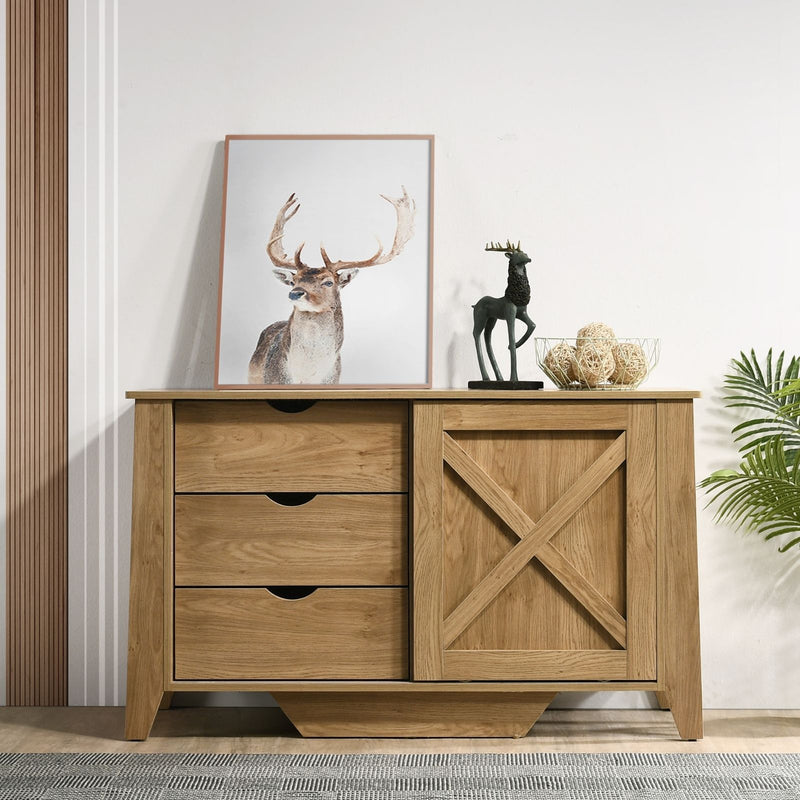 Mica Wooden Sliding door Sideboard with 3 Drawers