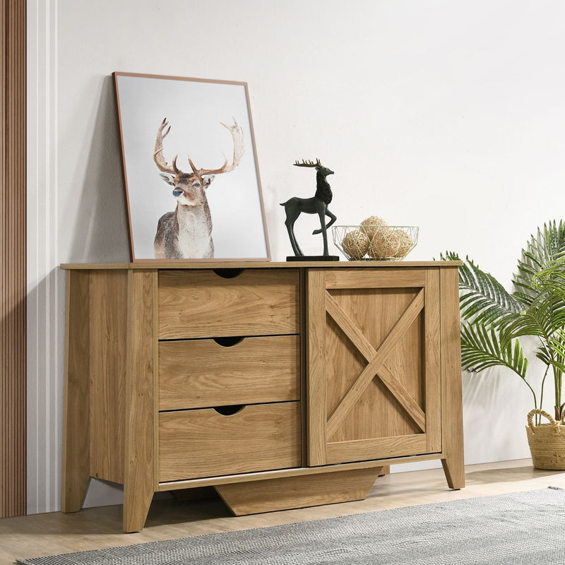 Mica Wooden Sliding door Sideboard with 3 Drawers