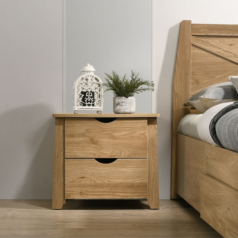 Mica Wooden Bedside Table with 2 Drawers