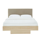 Natural Oak Wood Floating Bed Frame Queen