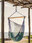 Mayan Legacy Extra Large Outdoor Cotton Mexican Hammock Chair in Caribe Colour