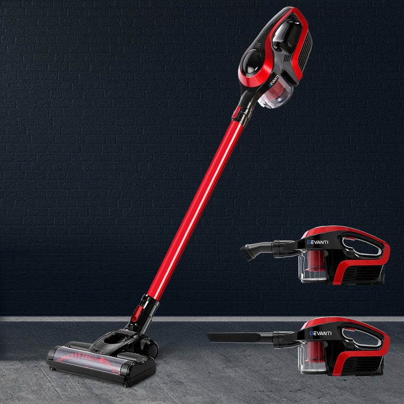 Devanti Cordless Stick Vacuum Cleaner - Black and Red - Coll Online