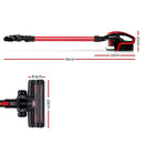 Devanti Handheld Vacuum Cleaner Cordless Stick Handstick Bagless Vac Spare Battery 150W Red - Coll Online