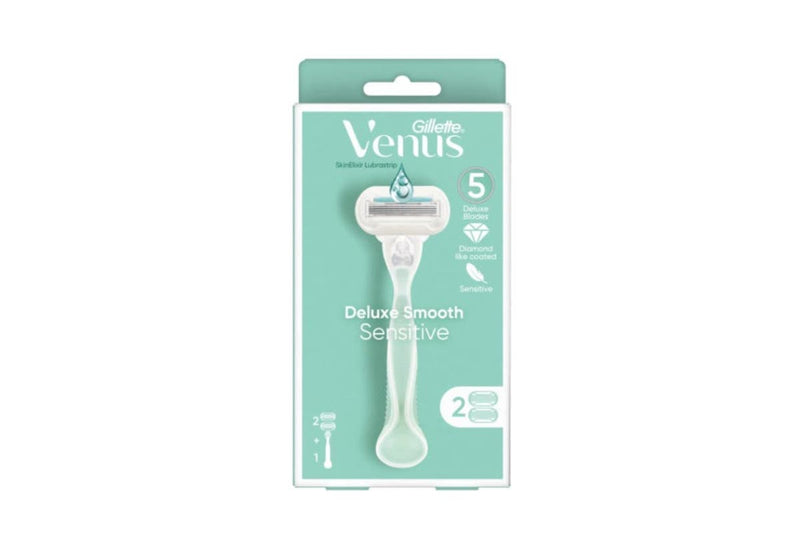 Venus Deluxe Smooth Sensitive Women's Razor - 1 Razor Handle + 2 Blade Refills