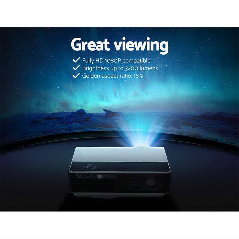 Devanti Mini Video Projector Portable HD 1080P 3200 Lumens Home USB VGA HDMI